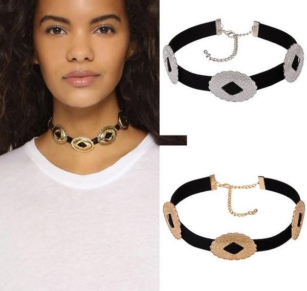 

fashion womens jewelry leather metal ring chokers necklaces statement necklaces for girls/ladies gifts for her, Golden;silver