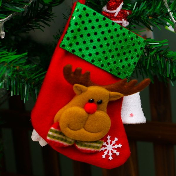 

16 * 9 см блесток ткань рождественский подарочные пакеты санта-клаус конфеты носок дерево висячие украшения украшения с рождеством христовым