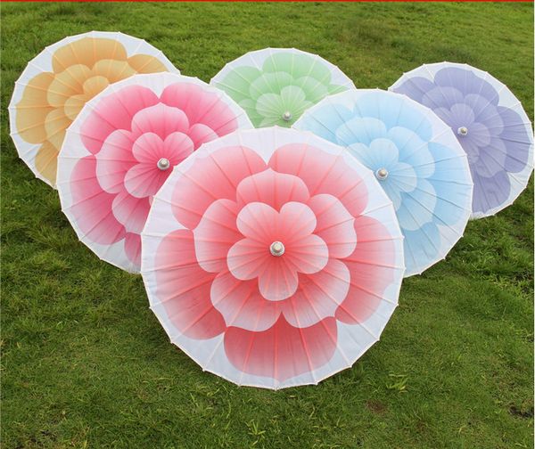 

6pcs/lot oriental bamboo parasol wedding parasols jasmine flower silk parasol sun umbrellas bridal accessories chinese handicrafts