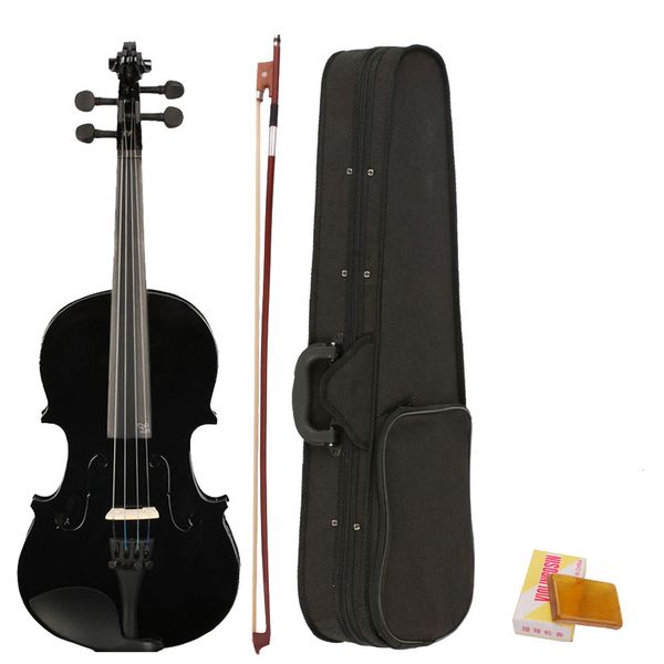 

Whole ale 4 4 full ize acou tic violin fiddle black with ca e bow ro in