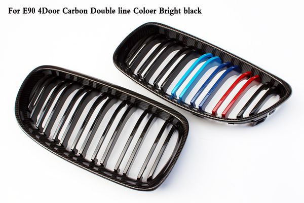 

двойная линия coloer матовый черный 4door передняя решетка почки подходит для bmw 3-series e90