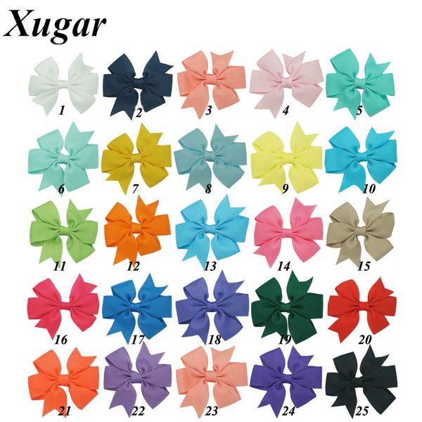 

wholesale- 6 pcs/lot 3'' pinwheel solid hair bow for baby girls sweet hairgrips grosgrain ribbon hair accessories, Slivery;white