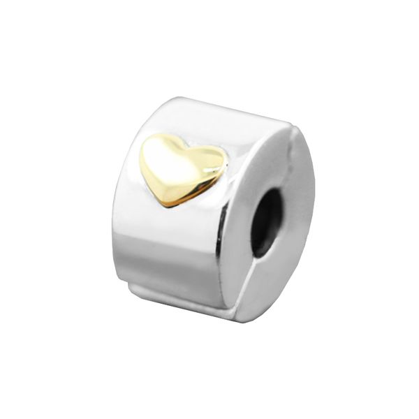 

beads for woman classic heart clip real 14k gold beads fit pandora bracelet for woman original 925 silver jewelry making charms