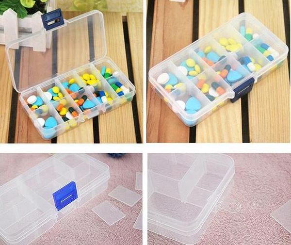 10 Slots ajustável Jóias Tool Box Organizer Armazenamento Beads Box jóias encontrar caixas PP Plastic Packaging Boxes 13 * 6.5 * x2.3cm