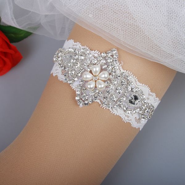 

bridal garters lace rhinestones pearls beads vintage prom homecoming wedding garter set bridal leg garter belt set plus size, White