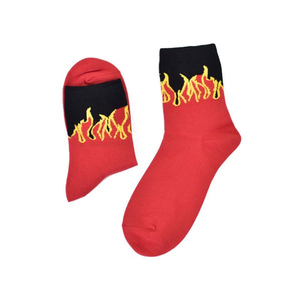 

wholesale- 1 pair socks red flame personality street good elasticity suit for men women short socks cotton crew sock, Black