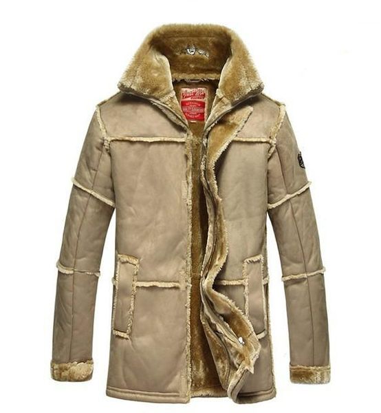 

Часы ! Новые мужские зимние теплые высококачественные классические повседневные знаменитые роскошные утолщаются с длинным мехом кожаная куртка военно-воздушных сил пальто одежда