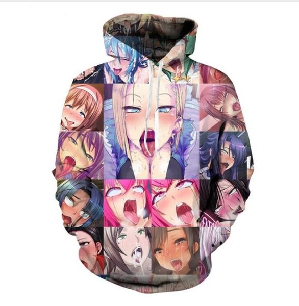 

new fashion cool sweatshirt hoodies men women 3d print anime shy girls face fashion style streetwear long sleeve clothes xkl054, Black