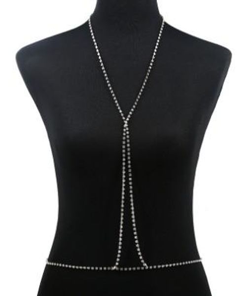 

womens bralette chain fully rhinestone harness fashion jewelry bra body chain crystal chain bra, Silver