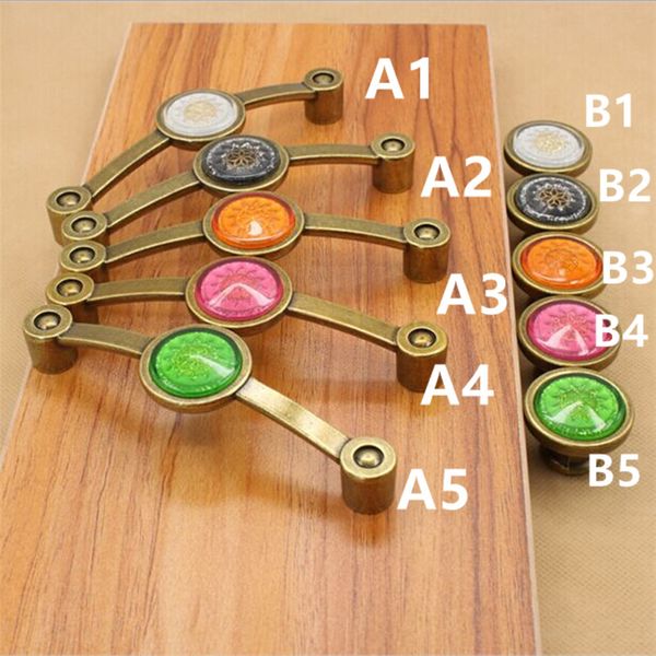 

vintage fashion crystal furniture handles 110mm bronze dresser kitchen cabinet pulls antique brass red green white drawer knobs