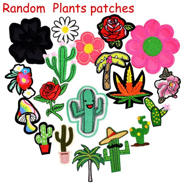 10 pcs aleatório DIY plant manches para roupas de ferro bordado patch applique ferro em patches costurando acessórios emblema para saco de roupas