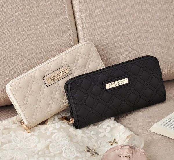 

2017 selling kk wallet long design women wallets pu leather kardashian kollection high grade clutch bag zipper coin purse handbag, Red;black