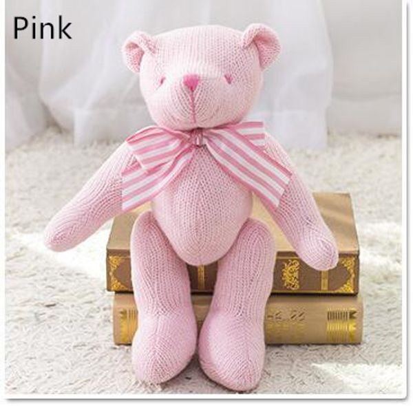 

kids bear plush dolls toy baby stuffed bowknot knitted bear toys girl boy creative christmas party gifts toy gxt 001