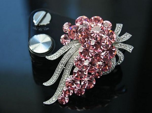 

2.4 " Родий Посеребренные Розовый Кристалл Diamante Большая Партия Брошь