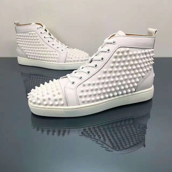 

high luxury studded fashion leather red bottom men women new sneaker 2017 party lovers outdoor genuine flats designer sneakers ddmij, Black