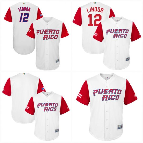 

#12 Franciscolindor Men Puerto Rico 2017 World Baseball Classic Jerseys 100% Stiched Embroidery Logos Mix order baseball jerseys