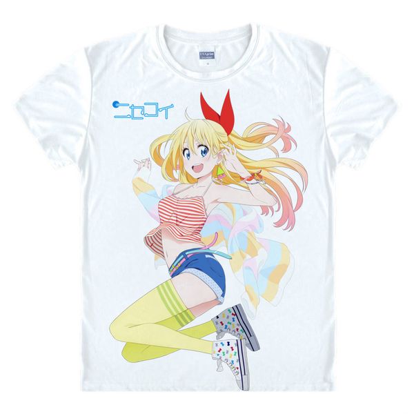 

anime shirt nisekoi, false love t-shirts multi-style short chitoge kirisaki raku ichijo cosplay motivs printed shirts tee-style058-no01, White;black