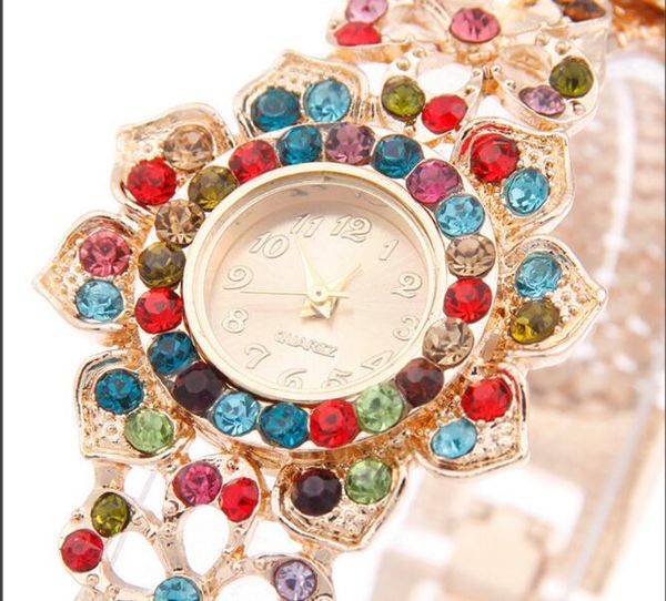 

1pc new vintage style elegant watch bracelet charming peacock bangle cuff watch ms color zircon watches ing, Slivery;brown