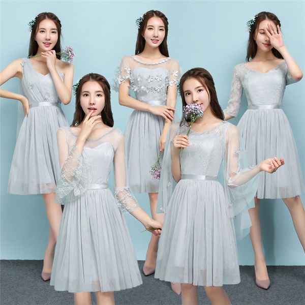 

2018 New Gray Short Bridesmaid Dresses Women Wedding Prom Party Cocktail Elegant Evening Communion Gowns Beautiful Cheap Dresses