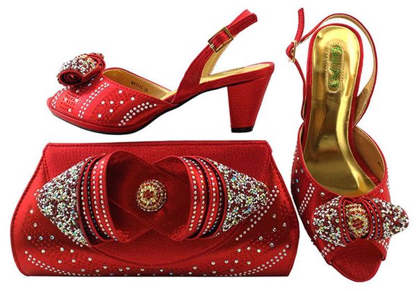 

gorgeous red kitten heel shoes match bags with rhinestones series african shoes and handbag set for dress mm1045,heel 6.5cm, Black