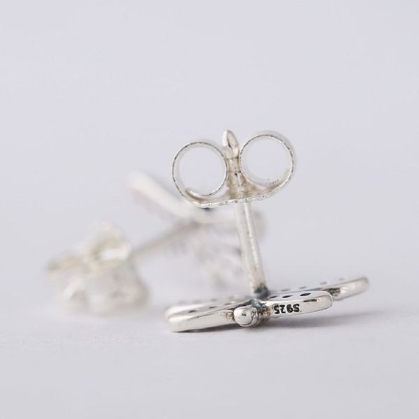 

memnon jewelry 925 sterling silver sparking dragonfly stud earrings for women with zircon european fine jewelry hypoallergenic earrings55, Golden;silver