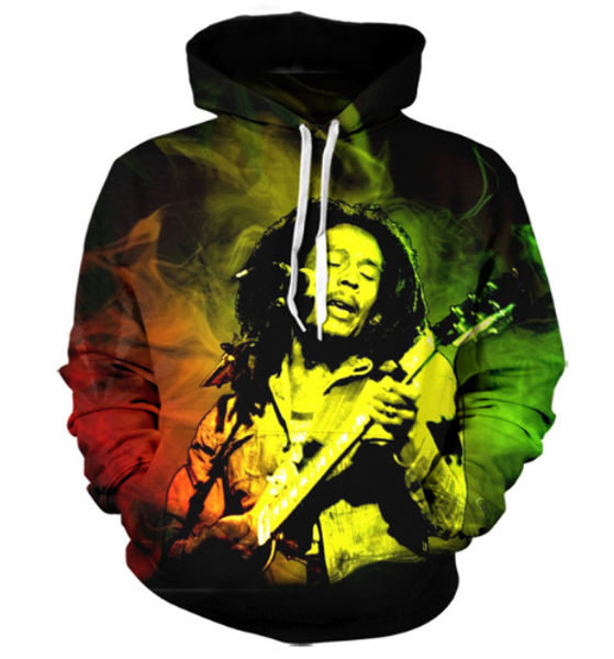 

Новые модные женские / мужские Bob Marley Harajuku стиль смешные 3D печати случайные толсто