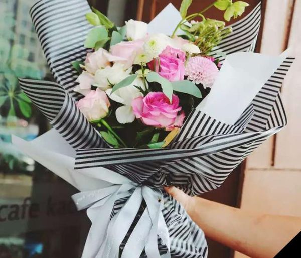 flowers packaging waterproof matte striped paper flowers florist bouquet gift florist supplies wrapping paper brown gift wrap brown paper christmas paper flower florist