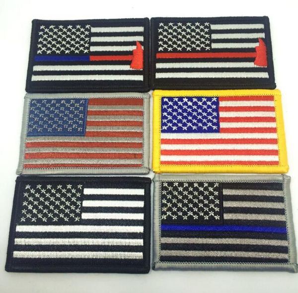 

8*5cm america us national flag patches tactical usa army badge embroidered 3d stick on caps uniform backpack diy patchwork, Black;gray