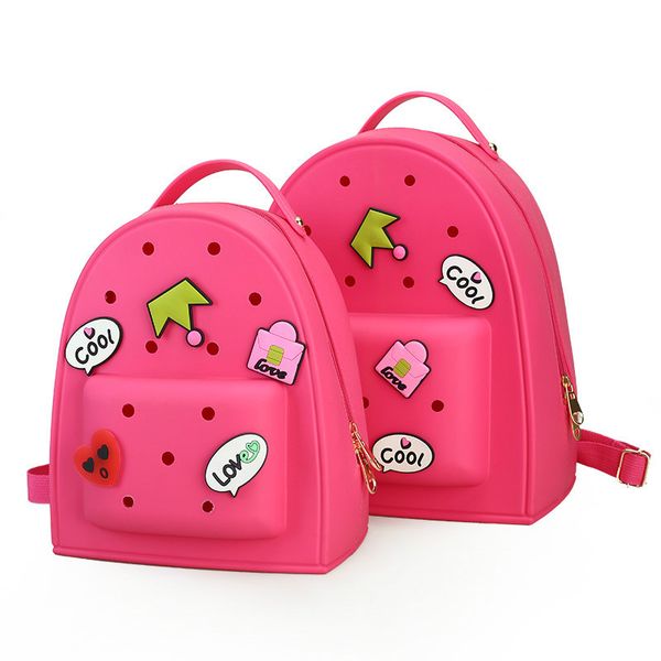 

wholesale- women jelly graffiti backpacks designer girls pink bag travel bags children kid bookbag small candy color kawaii cute lolita bag