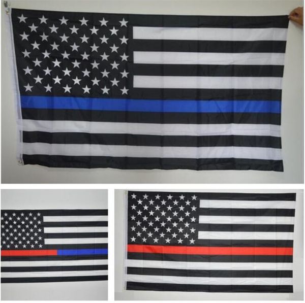 

200pcs us flags blue line usa police flags 3x5 foot thin red line black white and blue american flag with brass grommets g070