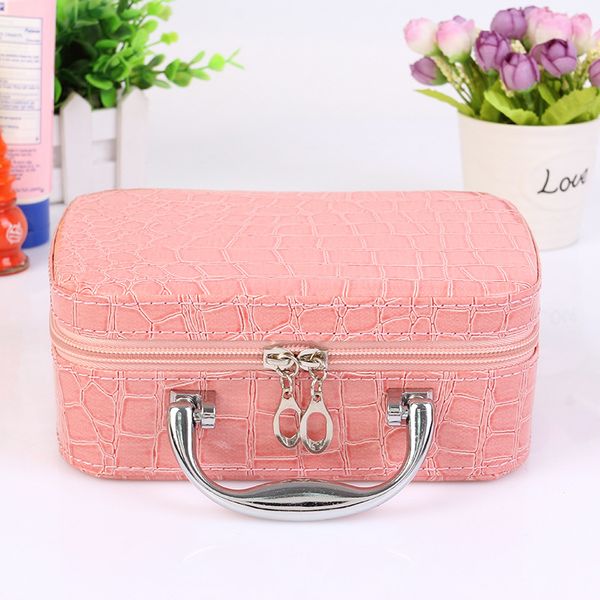 

wholesale- 2017 small mini alligator cosmetic cases cute flower lady makeup bag women pu leather make up suitcase crocodile tote