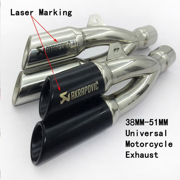 

38-51 мм универсальный мотоцикл выхлопной глушитель трубы двойной хвост трубы скольжения на улице грязи велосипед мотоцикл