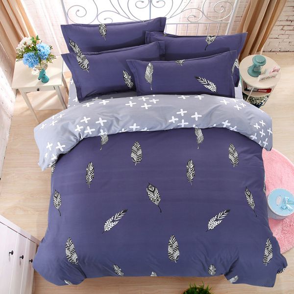 Atacado - Sorte de Têxteis Têxteis Conjunto de Penas King Size Tamanho Azul Duvet Capa Cama Rainha Rainha Modren Modren Cama Adult Grid Stripe Set Set