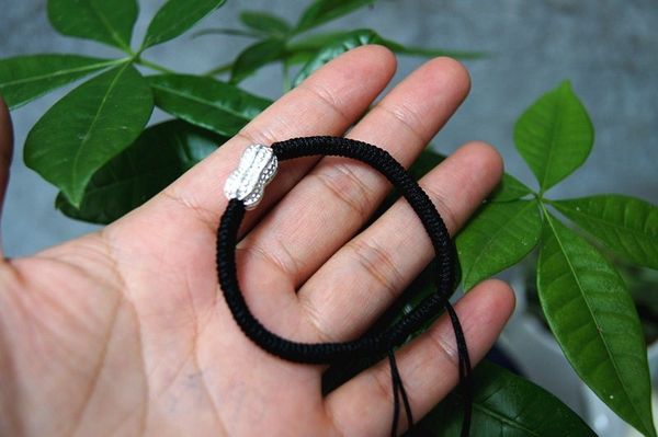 

925 pure silver peanuts hand-woven black king kong knot "lucky bracelet