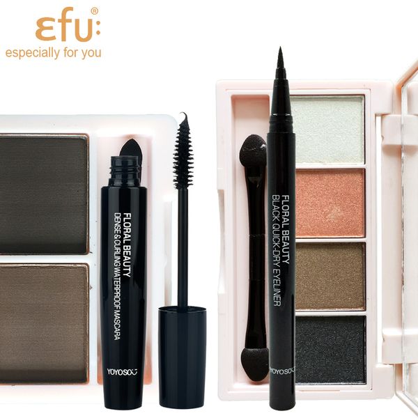

wholesale- 4pcs/set efu new 4pcs eye makeup set mascara and eyeliner and eye shdow and eyebrow #yys003