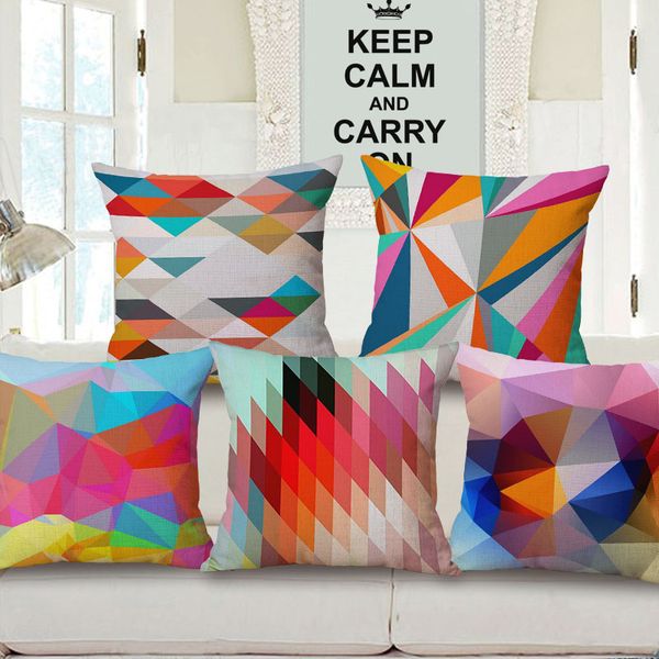 Geometric Cushion Cover Colorful Sofa Couch Throw Pillow Case