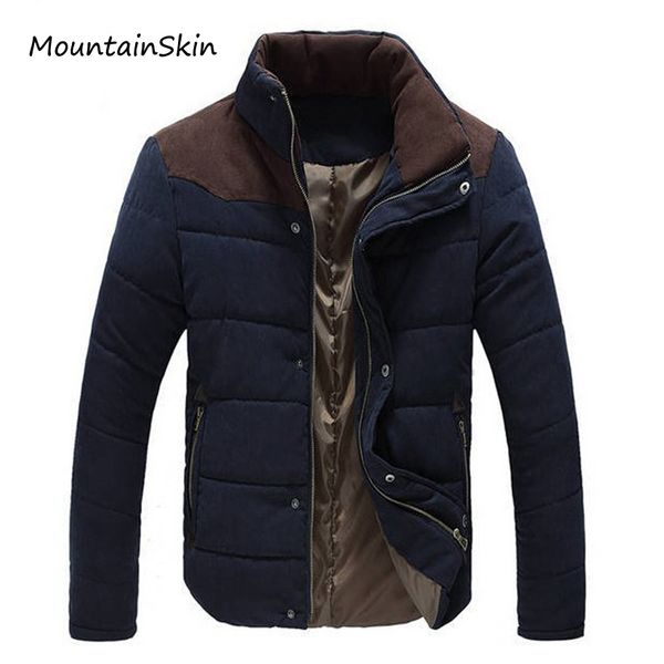 

wholesale- mountainskin winter men's jacket warm thick men parkas fashion thermal solid male coats casual down cotton brand clothing la, Black