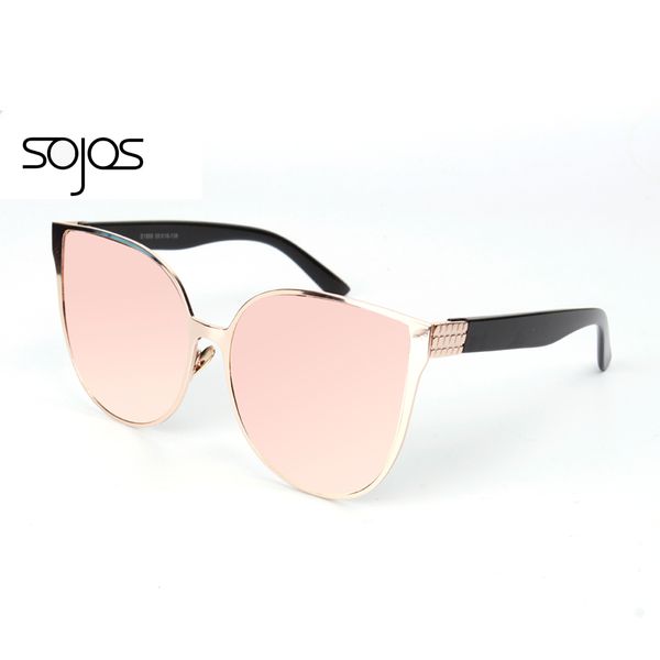 

wholesale-2016 brand new super lovers rose gold mirror cat eye sunglasses women oversized party summer glasses, White;black