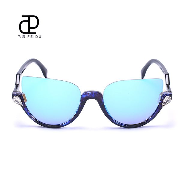 

frame feminino women eye mirror cat brand sunglasses wholesale-feidu coating for sun 2016 women half glasses xtajx, White;black
