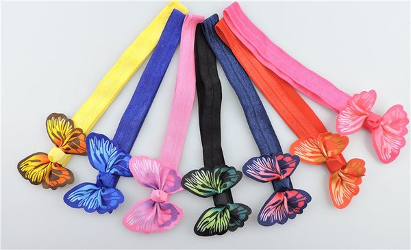 

100pcs stretchy hairbands hair accessories with 3d simulation butterfly hair bows flowers headbands hair band sg8649, Slivery;white