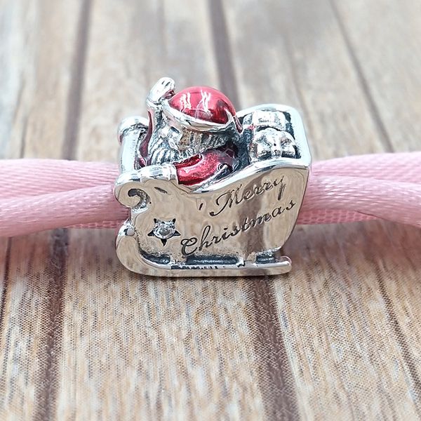 

рождество 925 стерлингового серебра шариков санный santa charm подходит европейский pandora стиль ювелирных изделий браслеты ожерелье 792004, Black