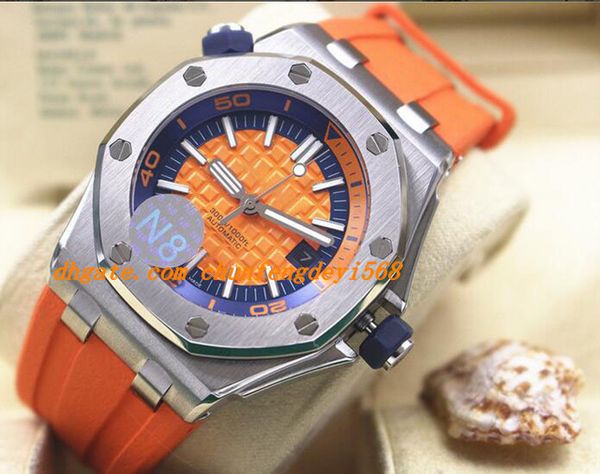

luxury wristwatch diver orange dial st.oo.a070ca.01 rubber bracelet mechanical watch men watches new arrival, Slivery;brown