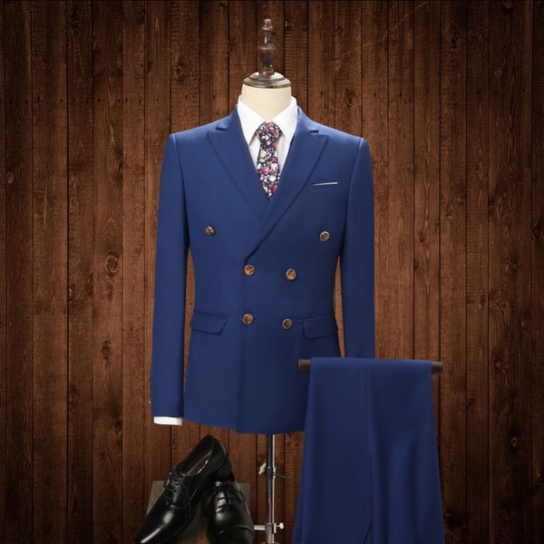 

wholesale- 2017 men's blue suits with pants formal dress mens stage wear clothing men slim fit 3 piece wedding suit(jacket+pants+vest, White;black