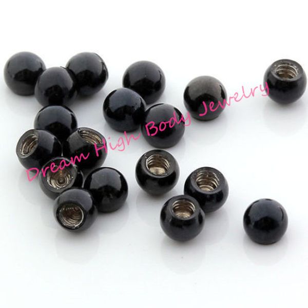 

black ball round bead screw steel diy navel nose body piercing jewelry cool lip stud barbell eyebrw ring 16g 14g ball accessory