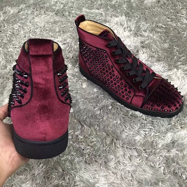 

[With Box,Size35-46] Luxury Rivets High Top Red Bottom Spikes Sneakers Shoes Women,Men Design Lous Flat Genuine Leather Flats With Outdoor