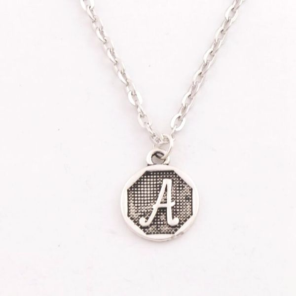 

26pcs/lot jewelry initial alphabet disc pendant necklaces 24" n1724 (a-z) birthday gift for women friendship friend, Silver