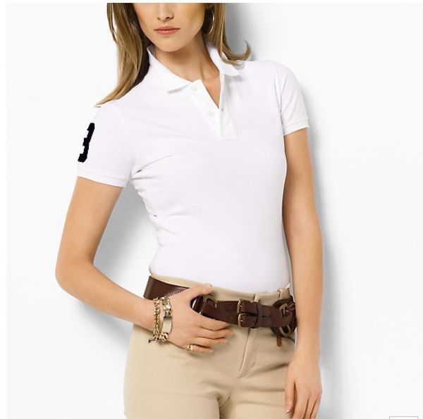 

new womens brand clothing short sleeve shirt lapel business women polo shirt crocodile embroidery cotton woman polo shirt, White