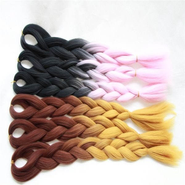 

xpressio jumbo braids crochet braiding synthetic hair 24inch jumbo braiding ombre box braids hair curly crochet synthetic hair, Black