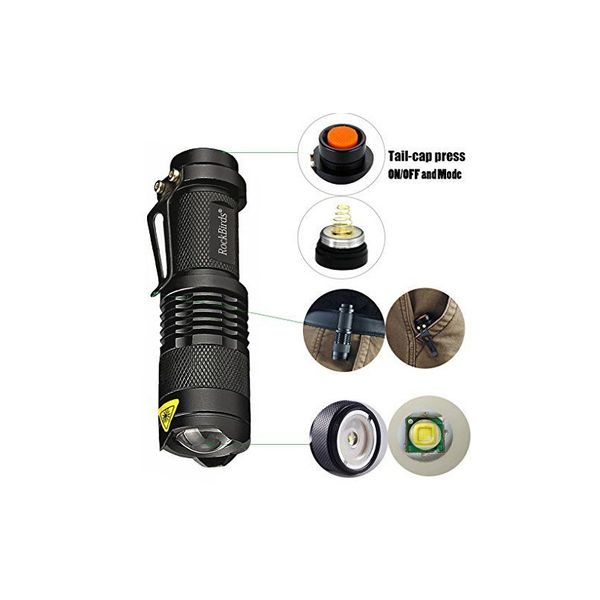 

2017 rockbirds led flashlight, a100 mini super bright 3 mode tactical flashlight, tools for hiking, hunting, fishing and camping