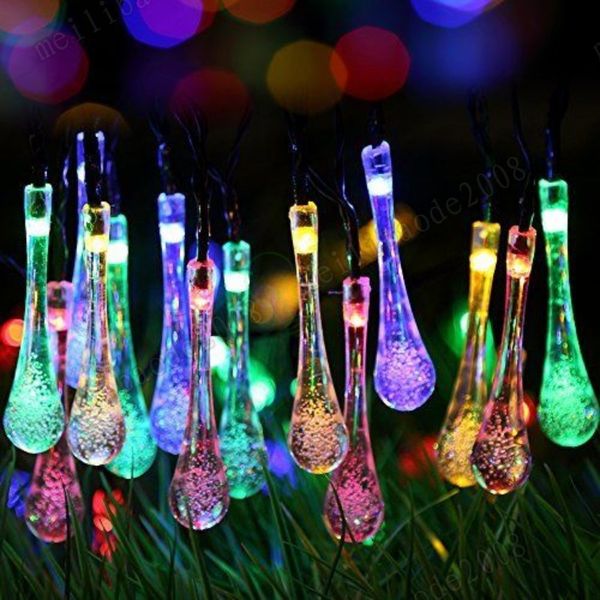 Luce natalizia 20led Luci a stringa a LED Energia solare Bubble Rain Ball string LED Tube Light Xmas Wedding Party Decorazioni per le vacanze Illuminazione MYY